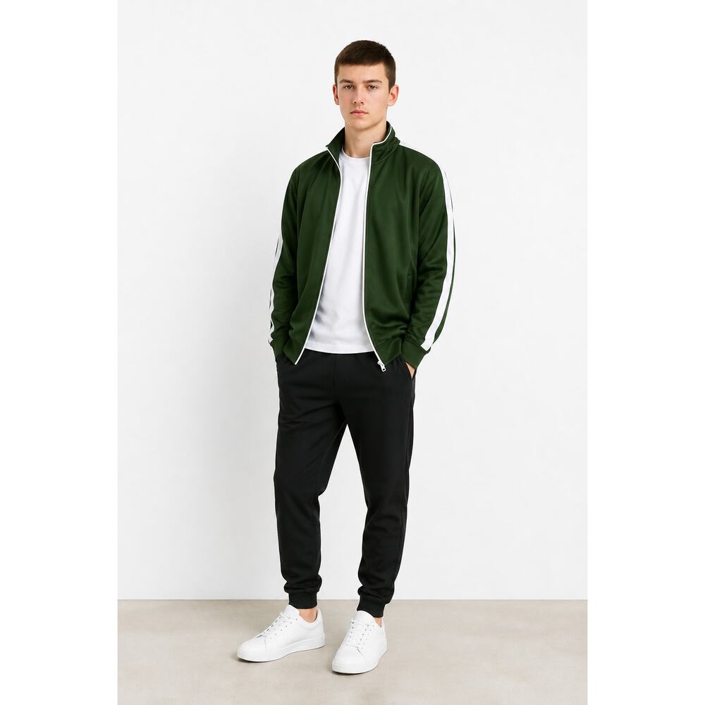 Matrix Boys Track Jacket Size L 10-12 Dark Green Full Zip Athletic Tricot NWOT